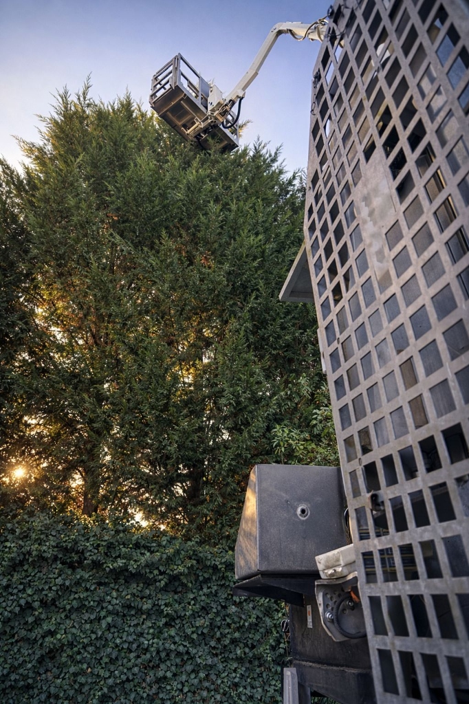 Heckenschnitt mit Hubsteiger