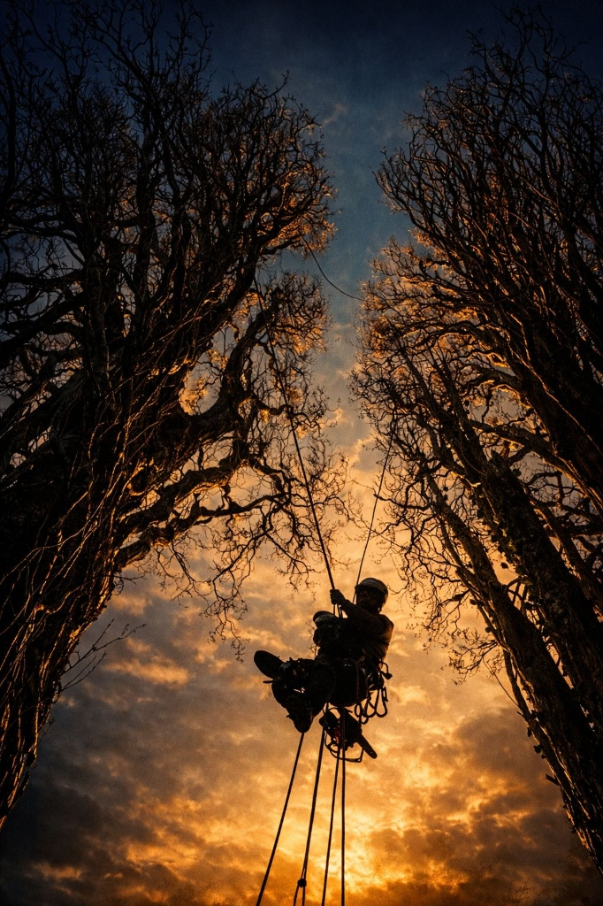 Baumpflege Kletterer Silhouette Baumkrieger Düsseldorf